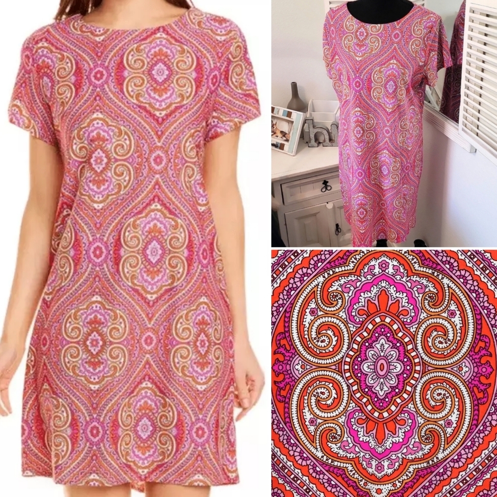 🆕️ Jude Connally Ella Pink Paisley Geometric Shift Dress